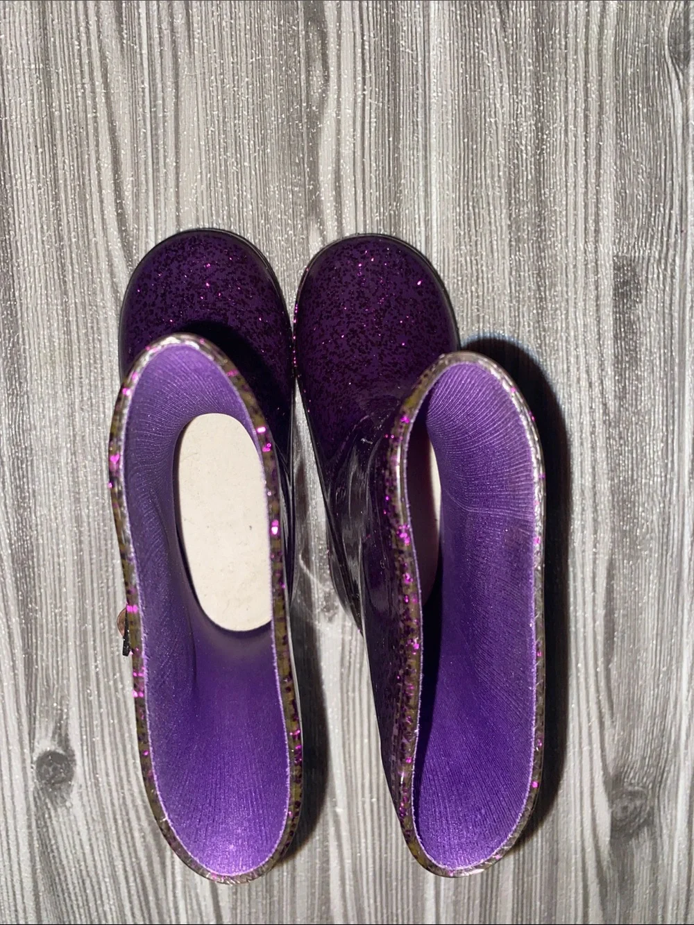 Kids Purple Glitter Rain Boots